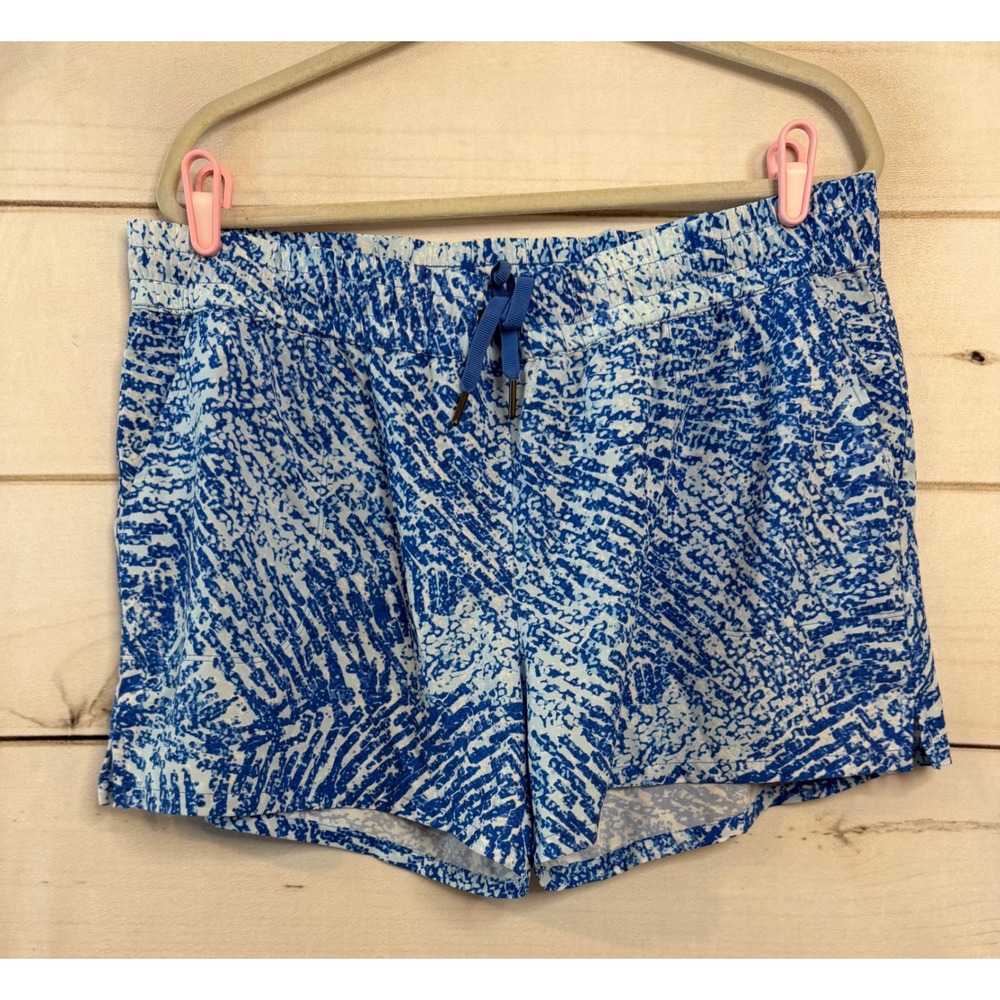 Southern Tide Womens XL Blue White Abstract Performance Short Drawstring Stretch